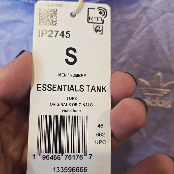 Adidas Originals Essentials Men's Tank Top - Light Purple/Violet Tone Small New - Picture 4 of 7